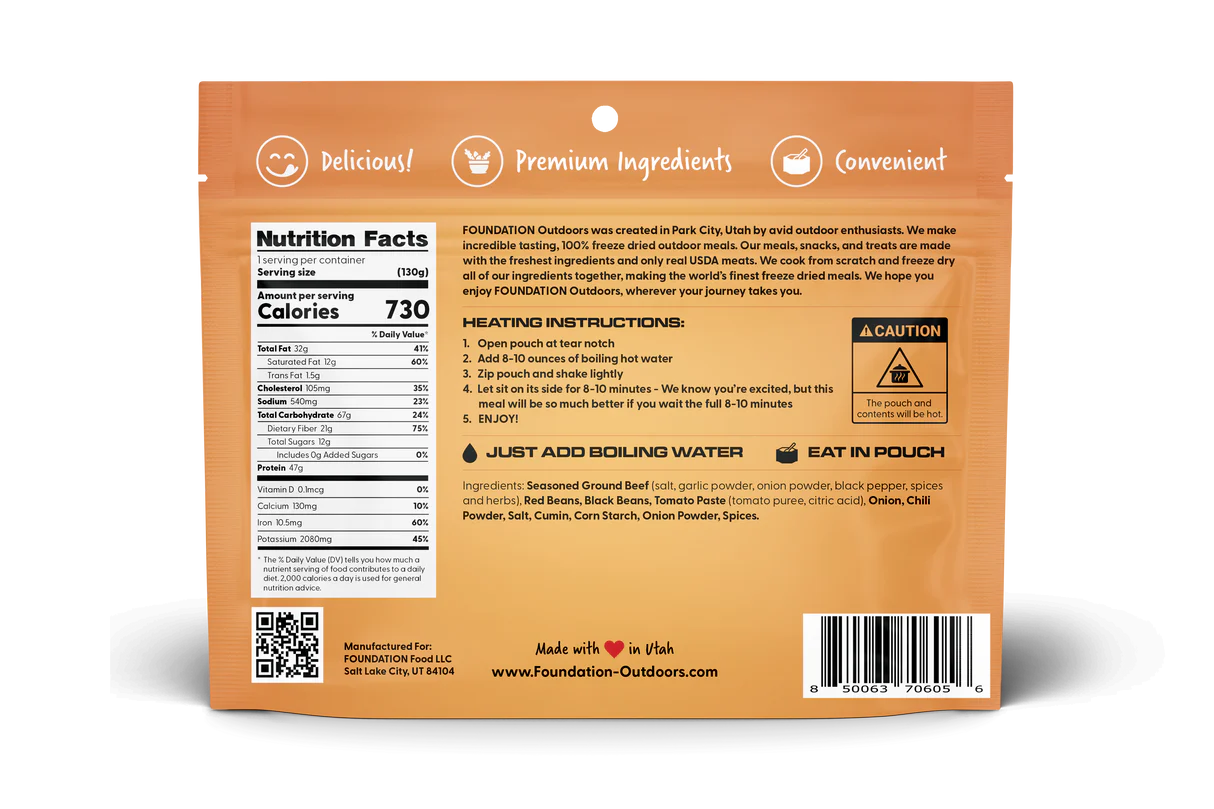 FOUNDATION Outdoors Beef Chili with Beans