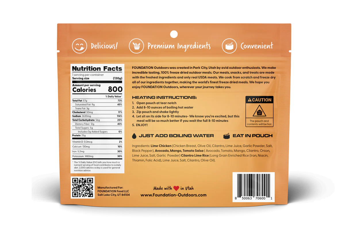 FOUNDATION Outdoors Lime Chicken with Avocado, Mango Salsa